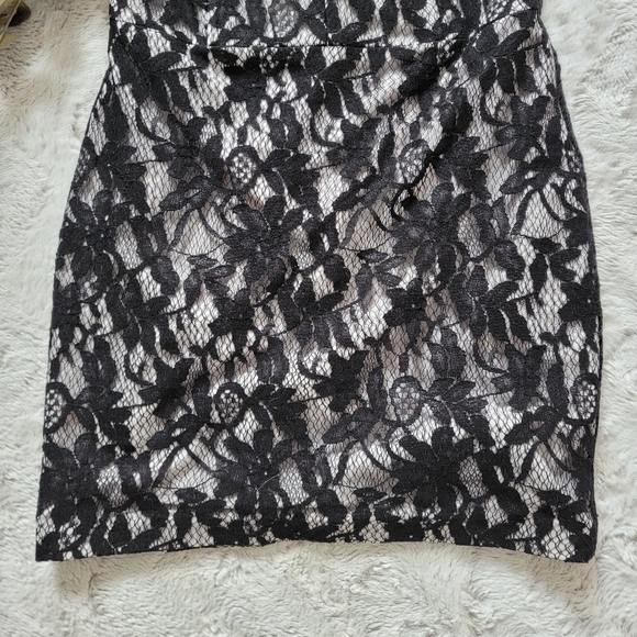 Mason Black Lace Overlay Strapless Mini Dress Bust Wire Boning Dress Size 4 - Picture 7 of 13